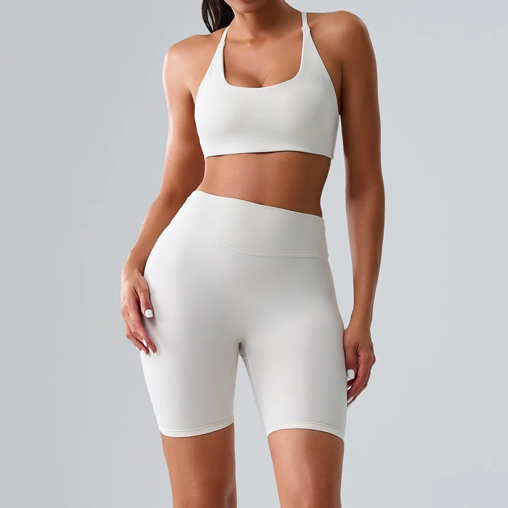Women's Seamless Yoga Set Summer Sports Bra Vest Breathable Quick-Dry Gym Running Fitness Suit Workout Outfit Sportswear