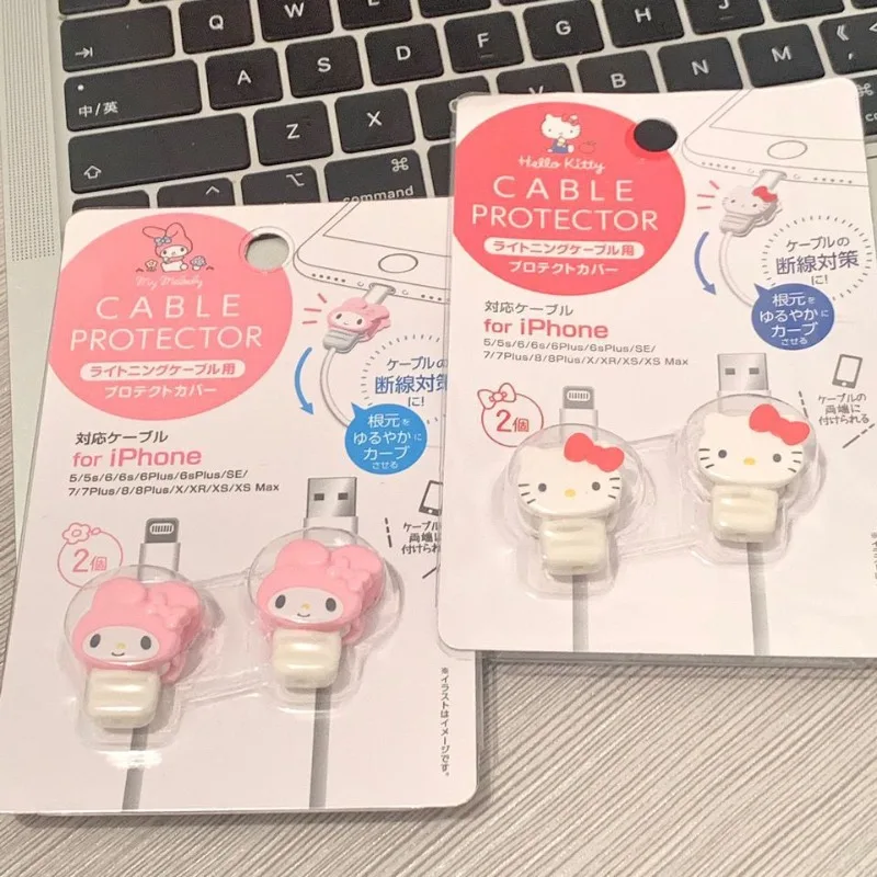 

2pcs Hello Kitty Data Cable Protection Cover Anti Break High Beauty Anime Cute Charging Protection Biter Accessories Wholesale