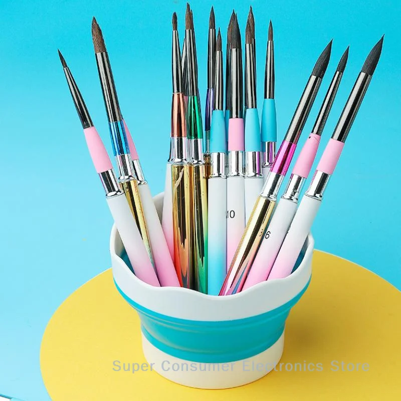Portable Foldable Paintbrush Cleaner Silicone Mini Wash Bucket with Cup Holder Watercolour, Acrylic and Oil Paint Cleaner
