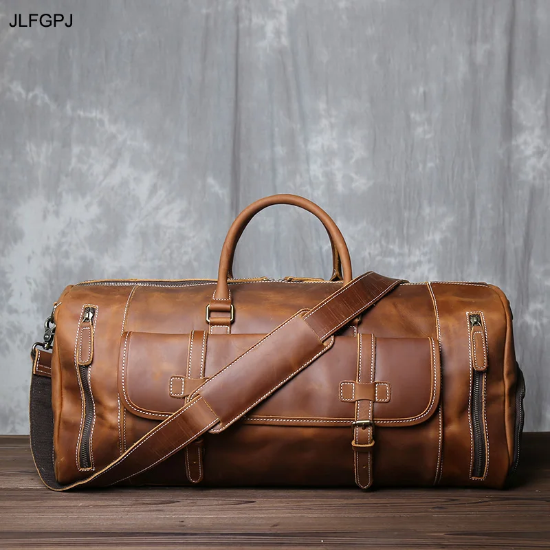 

Retro Crazy Horse Leather Travel Bag Men's Head Layer Cowhide Large Capacity Multifunctional Business Travel Handbag