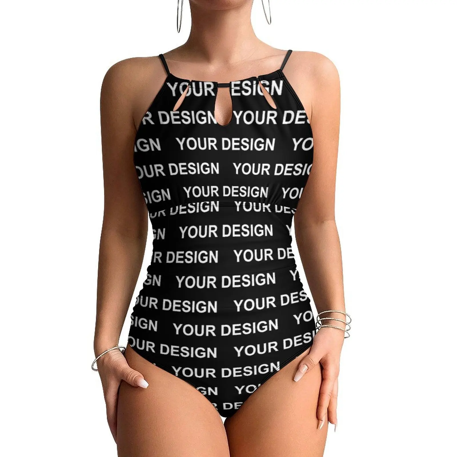 

Add Design Customized Swimsuit Made Your Image Ladies Swimwear One-Piece Stylish Bodysuit Fitness Push Up High Cut Bathing Suit
