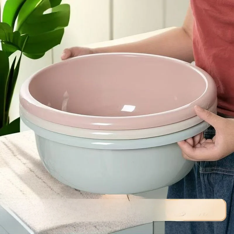 Thick Plastic Face Basin Large Size Kitchen Bathroom Foot Washing Vegetable Cleaning Home Use Laundry Basin round Shape