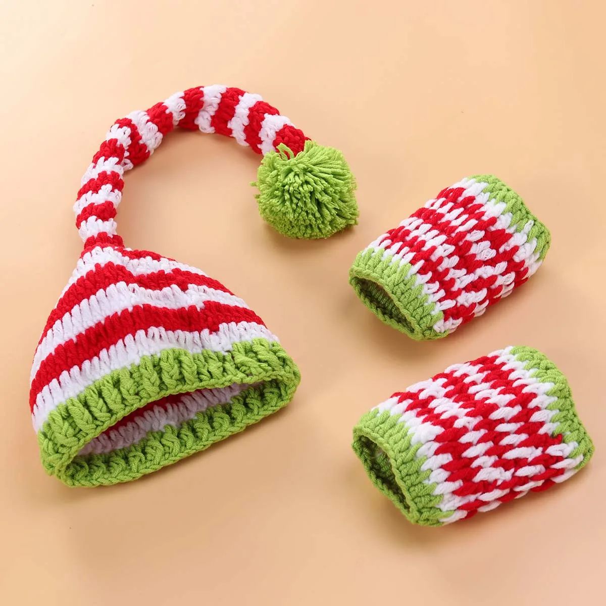 

Newborn Baby Photography Clothes Hat Pair Leg Warmers Infant Christmas Photoshoot Costume Baby Photo Props Newborn Costume