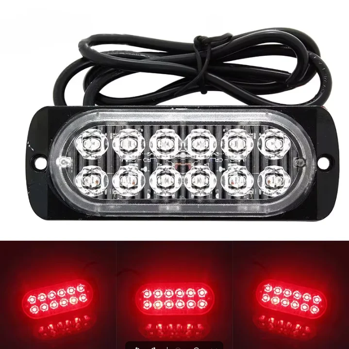 12LED Off-road Car Trailer Trucks Safety Urgent Working Fog Red Light Lamp DC 12V~24V 36W LED Urgent Light Fast Heat Dissipation