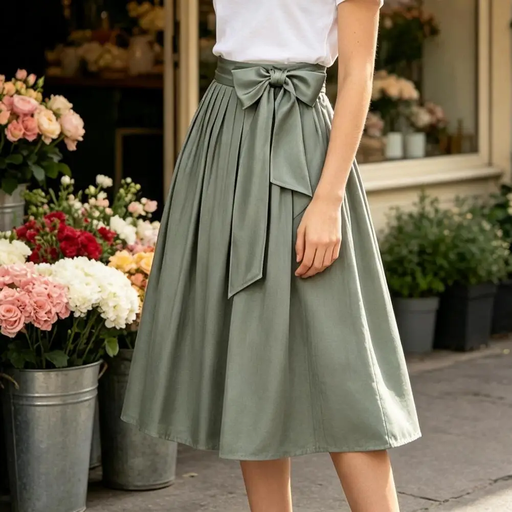 Vintage Satin Pleated Skirt for Women, Bavarian Oktoberfest Traditional Dirndl Skirt, German Costume Skirt with Bow