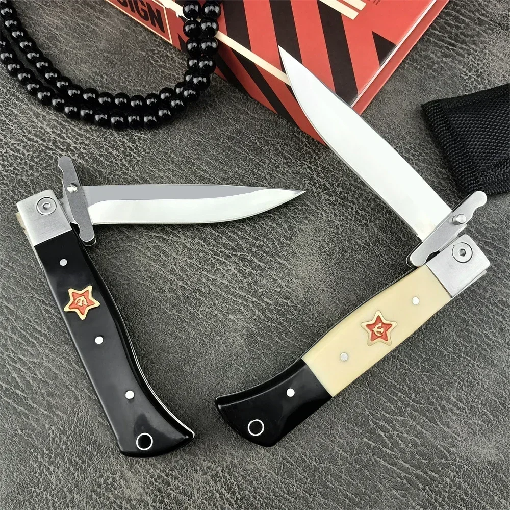 HOT Tactical Russian Finka NKVD KGB Outdoor Folding Knife 440C Blade ABS Handle Pocket EDC Knives Camping Hunting Survival Tool