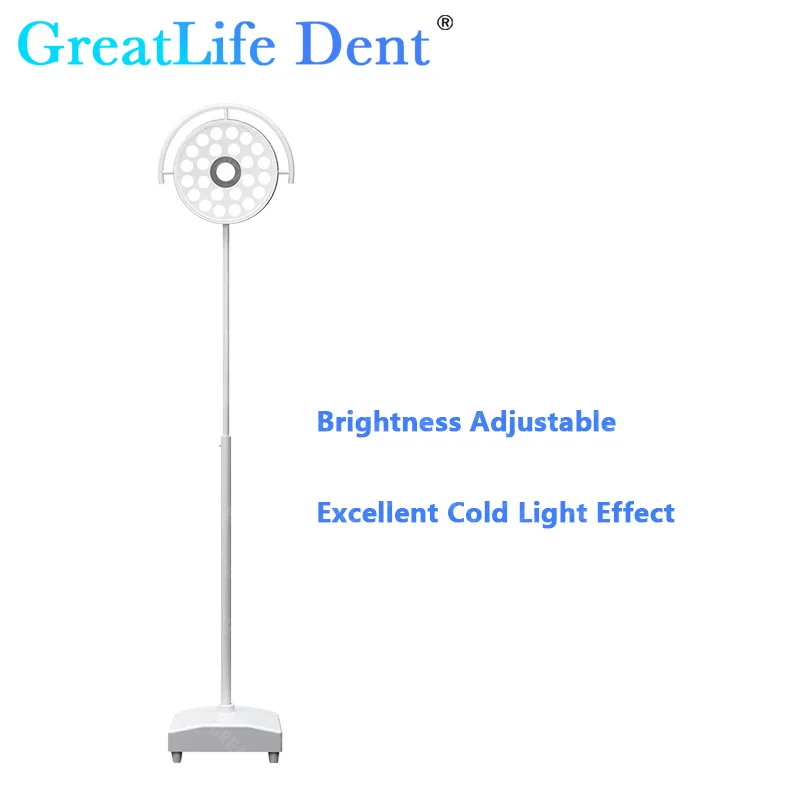 GreenLife-Dental Veterinário Exame Lâmpada Luz, Móvel Floor Stand, Operação Shadowless Fria, Dent 72W, 24 LEDs, 30000Lux