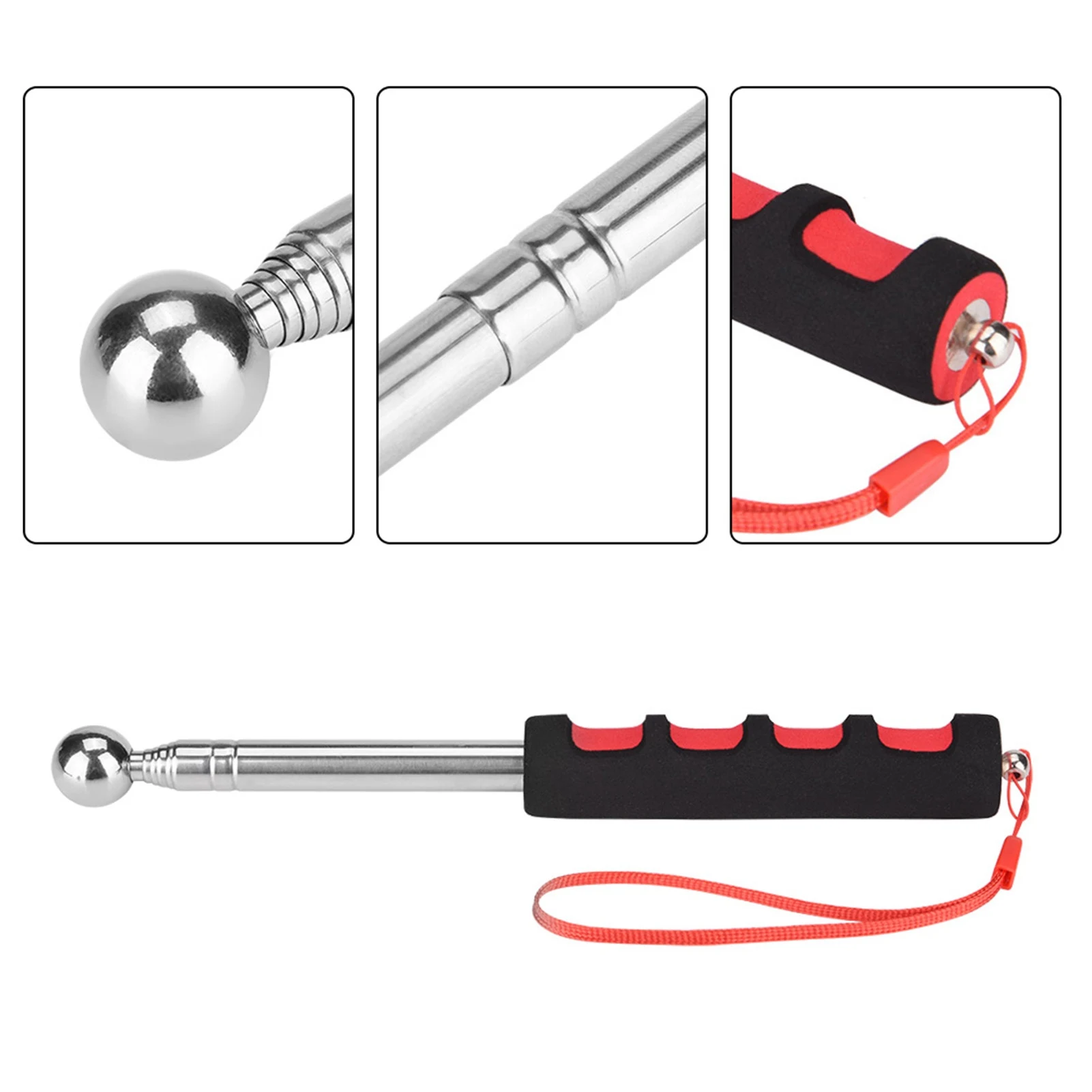 Telescopic Rod Detection Hammer 115cm Thickened Telescopic Rod Hollowing Drum Detection Hammer For House Decoration Inspection