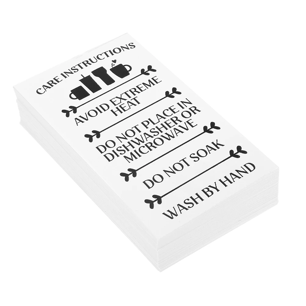 

100 Pcs Straw Glass Cup Packaging Label Cleaning Cards Care Instructions Tags Guide Packing for Tumbler