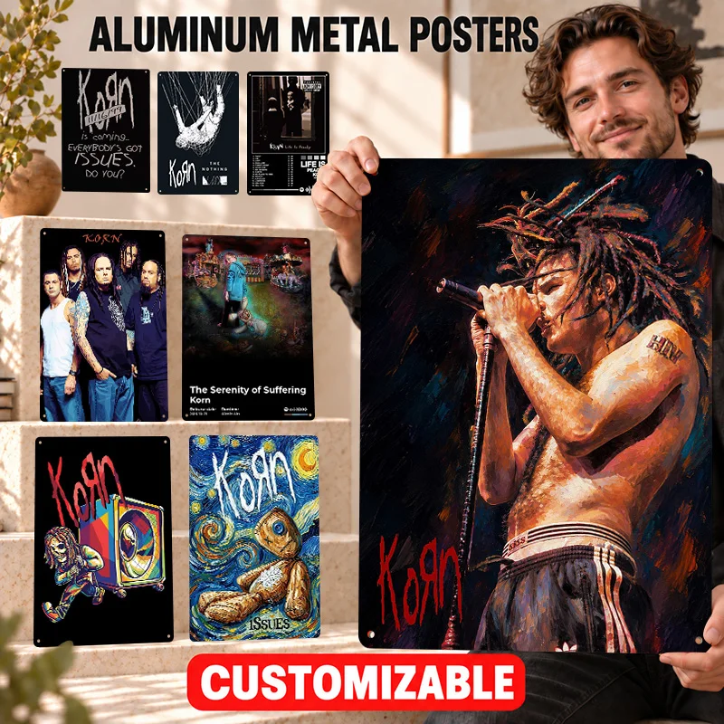 Korn Textured Metal Posters Aggressive Stage Design Collector Room Wall Art Personalized Aluminum Sign Thoughtful Fan Keepsake