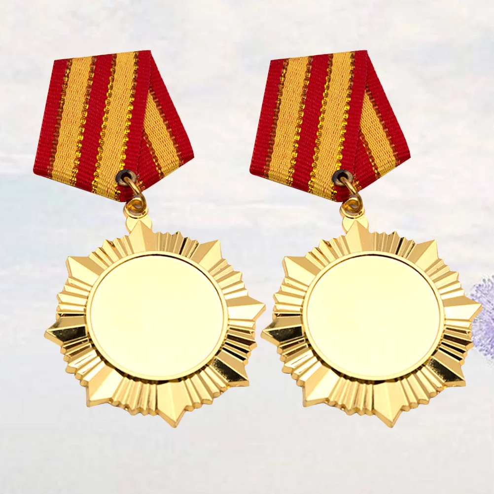 2 Pcs Graduation Gold Medals Trophies Soccer Stickers Commemorative Plaque Alloy Award Child