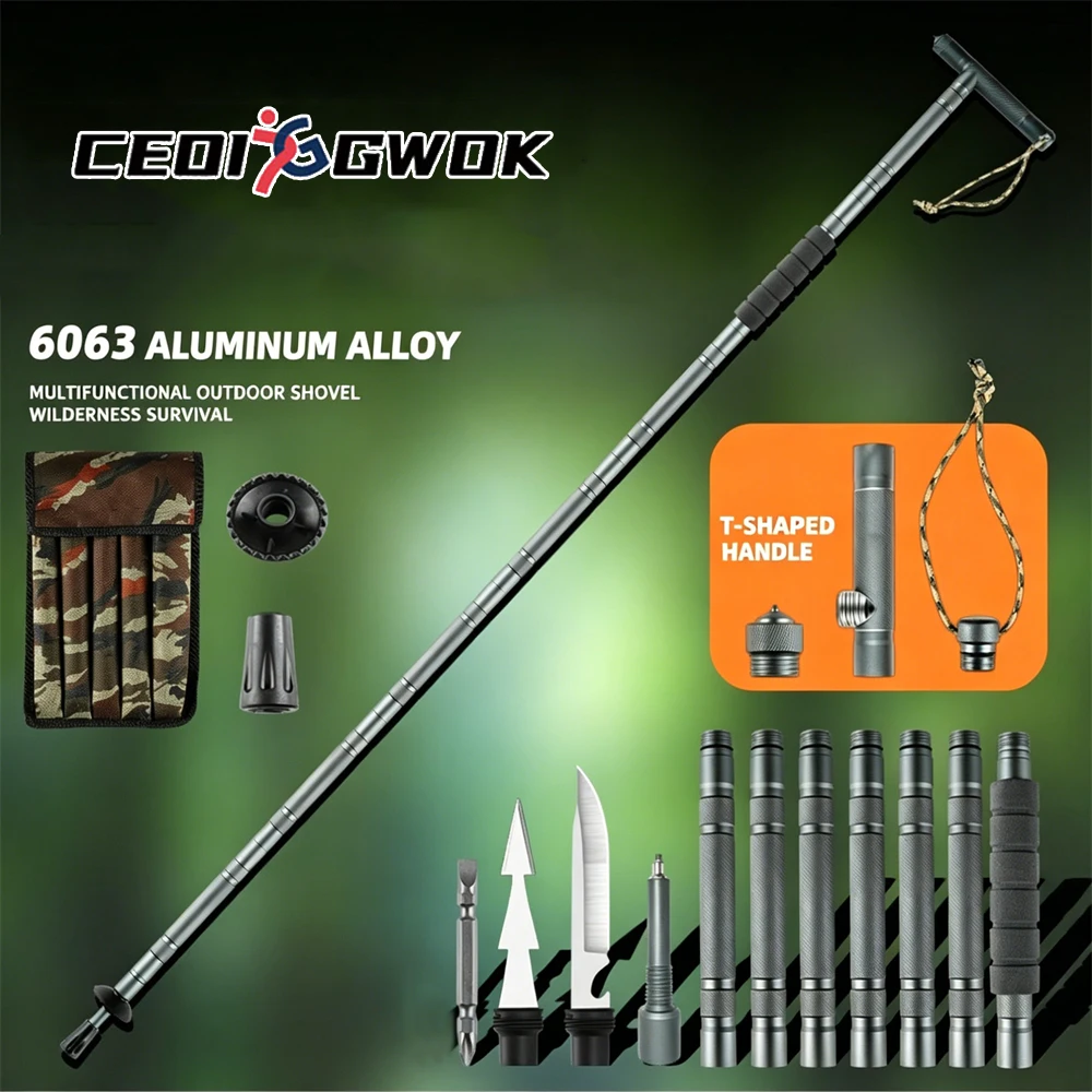 

CEOI GWOK Trekking Poles Foldable Hiking Staff with T Grip Outdoor Walking Adjustable Hiking Stick Professional Walking Stick
