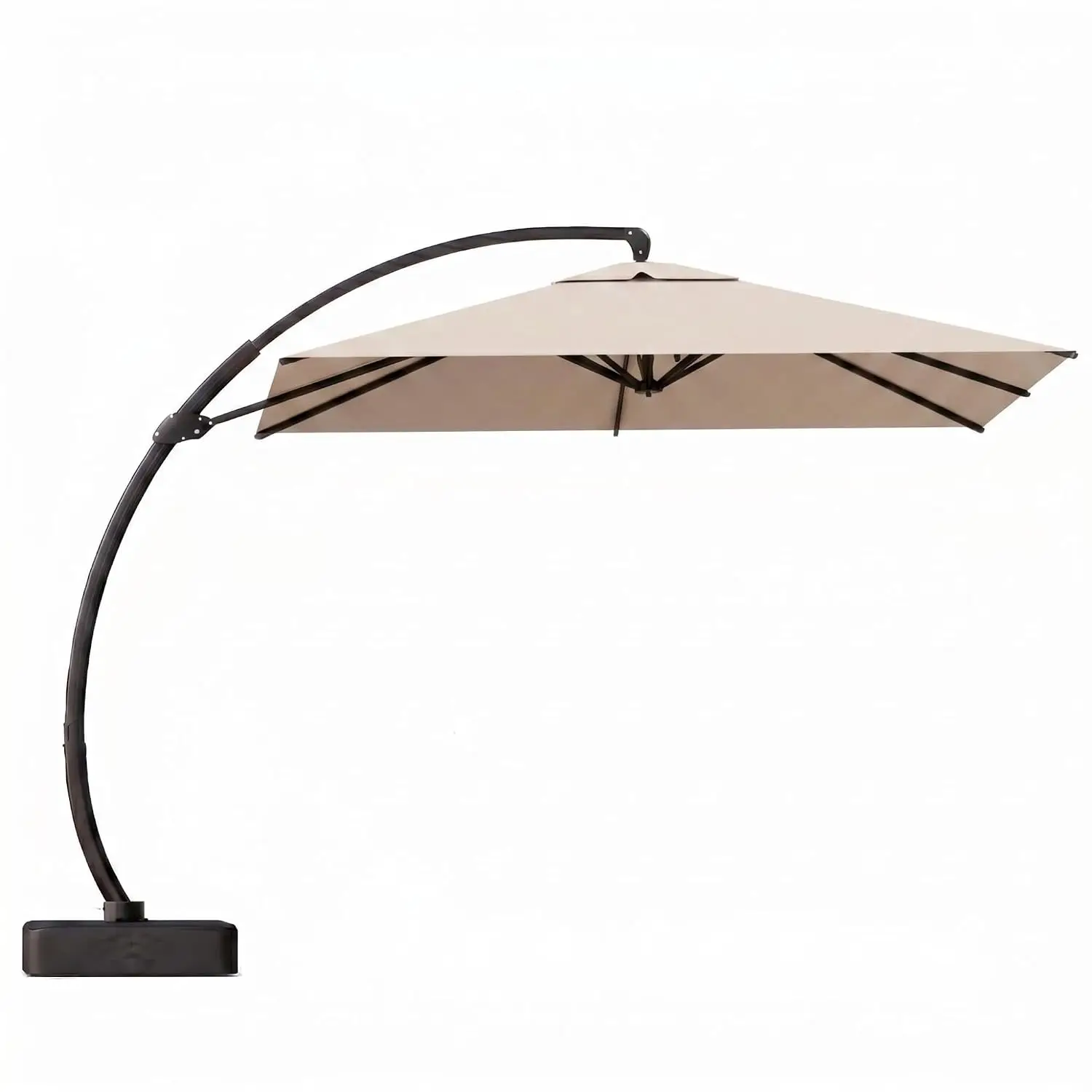 11ft Offset Cantilever Patio Umbrella w/ Base, Round Aluminum Outdoor Umbrella, 360° Rotation & Infinite Tilt, Customized