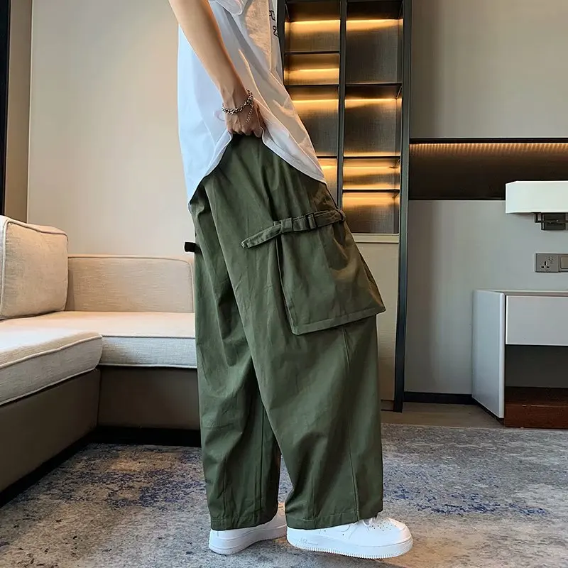 Men Cargo Pants Wide Leg Japanese Harajuku Trendy Oversize Hip Hop Loose Trousers