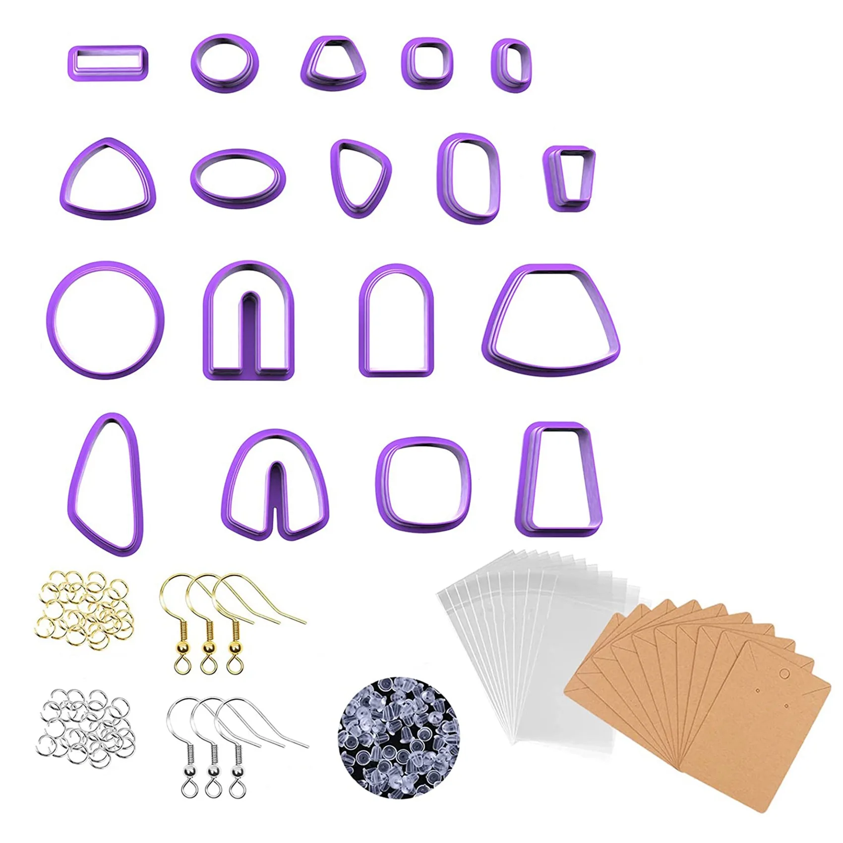 DT38 118 PCS Earring Clay Cutter Jewelry DIY Trend Earring Polymer Mold with Ear Hook Jam