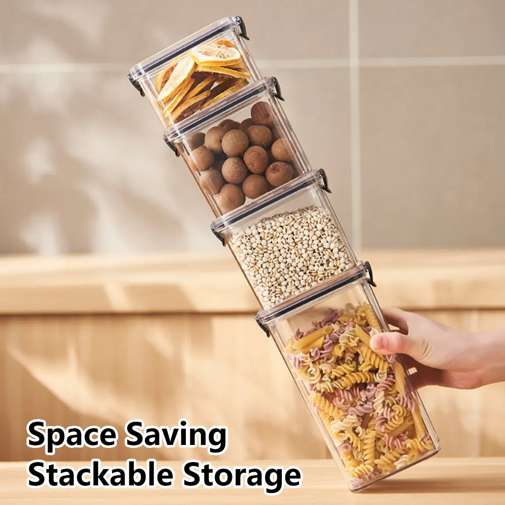 460-1800ML Sealed Jar Kitchen Grain Food Storage Box Plastic Moisture-proof Cereals Organizer Box Household Fresh Box Tank