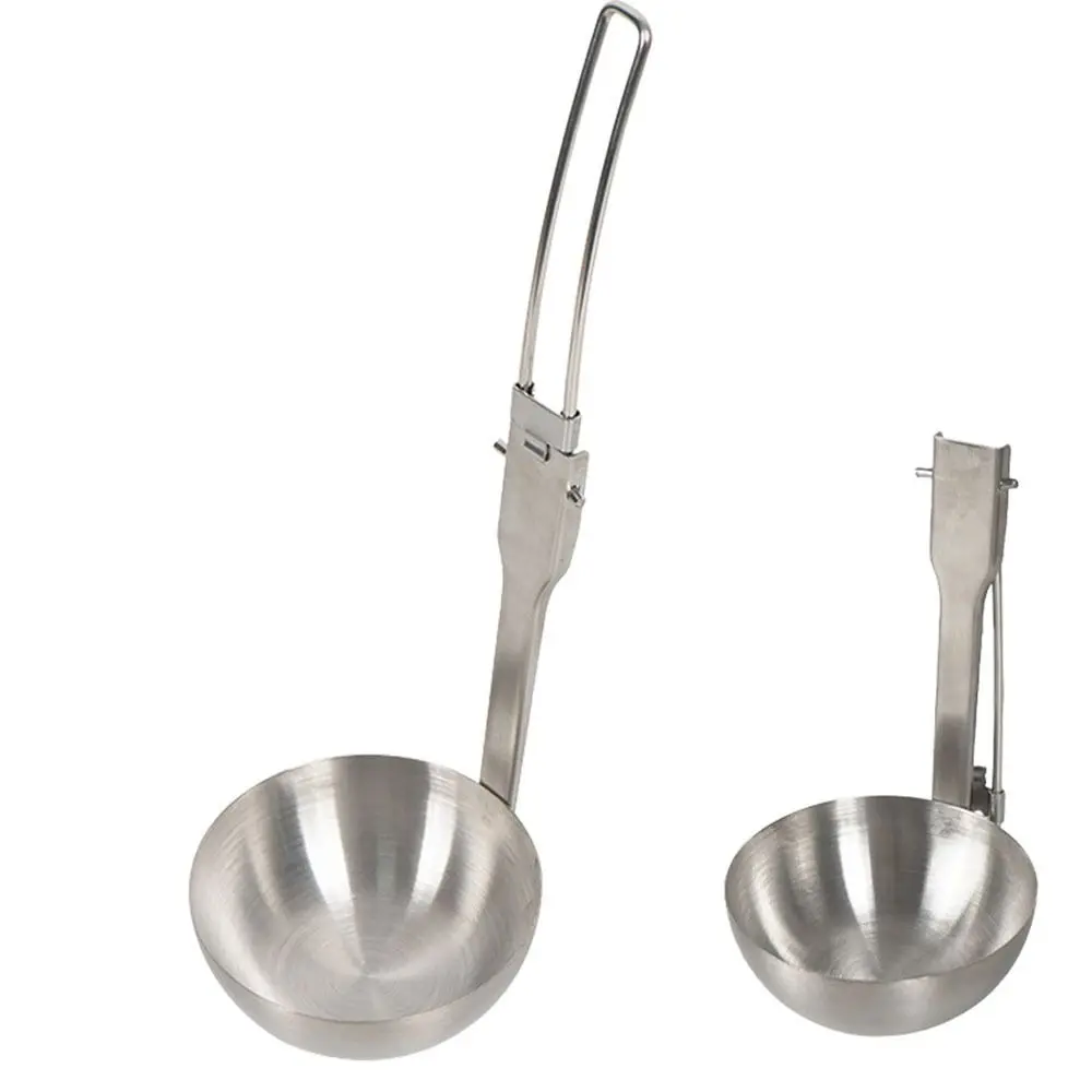 Tableware Kitchen Tool Stainless Steel Outdoor Tableware Folding Slotted Spoon Folding Spoon Soup Ladle Colander Foldable Spoon