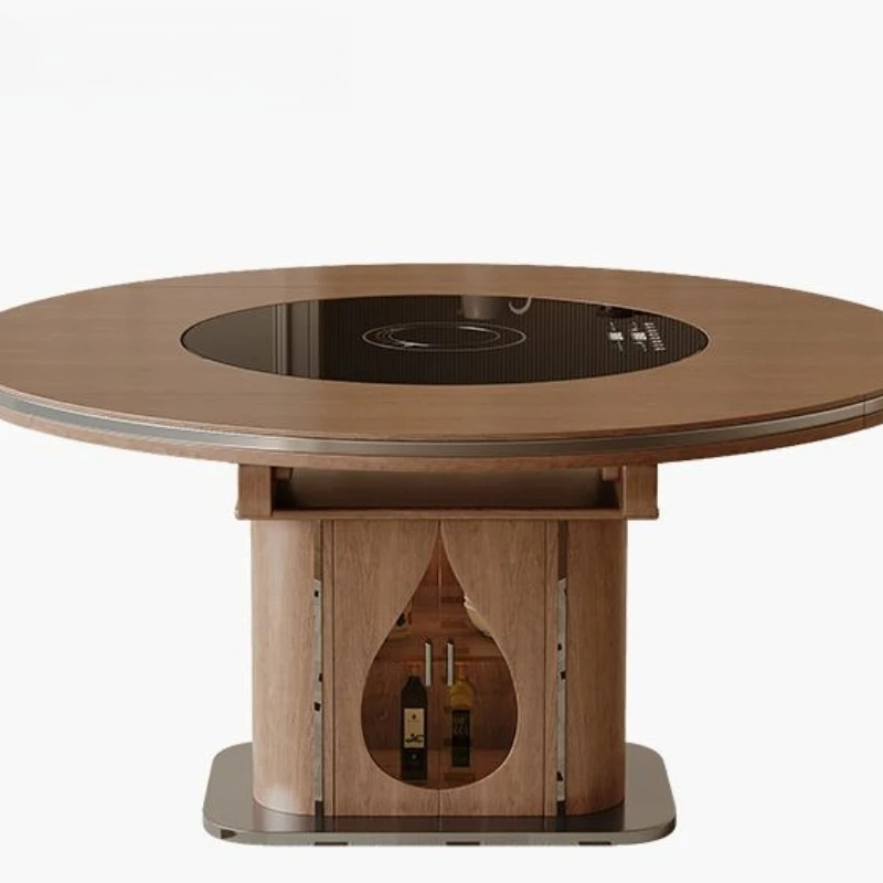 separable, light luxury, with warm dishes induction cooker turntable, retractable round table