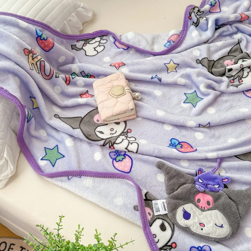 Manta grande Sanrio de 200x230, manta Kawaii de dibujos animados de Hello Kitty Pompompurin, decoración para habitación, Sábana de cama, colcha de cama esponjosa para niñas