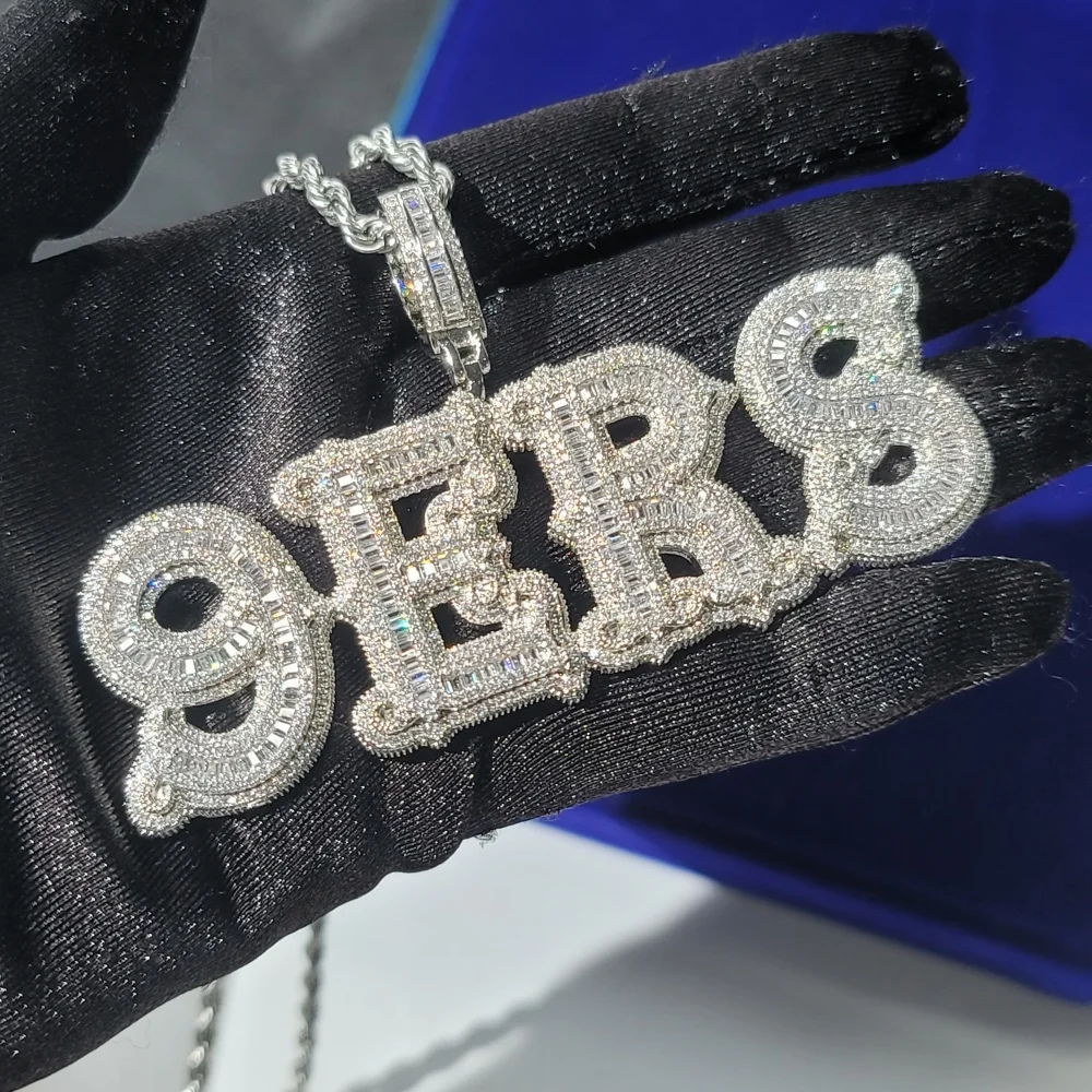 

Customized Name Necklace Cubic Zirconia Letters with Rope Chain Hip Hop Pendant For Men Women Hip Hop Jewelry