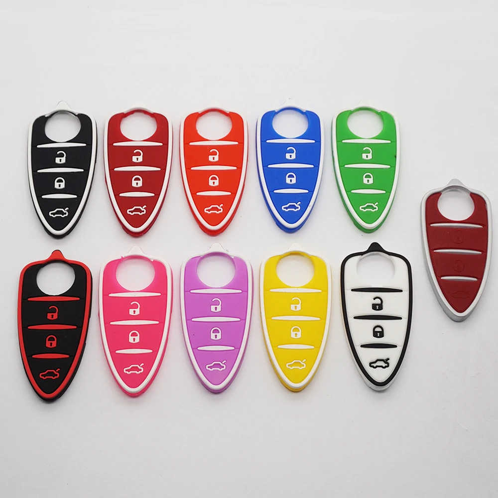 10pcs/lots Silicone Rubber Key Pad 3 Buttons for Alfa Romeo Mito Giulietta 159 GTA Flip Remote Key Colorful Pad Car Accessories