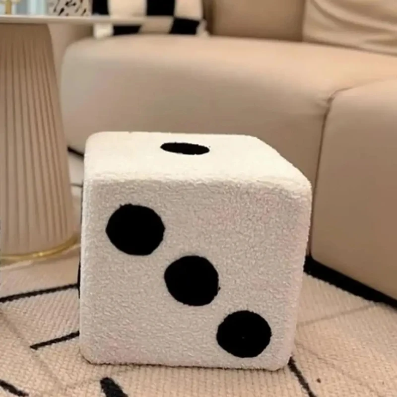 Cubic Imitation Lamb Wool Funny Stool Bedroom Decorative Dices Stool For Living Room Mobile Furniture Home Decoration