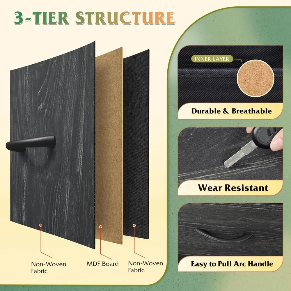 خزانة غرفة نوم سوداء بعرض 47 بوصة مع حامل تلفزيون لأجهزة التلفاز مقاس 45-55 بوصة، تتميز بـ 9 أدراج للتخزين الكافي