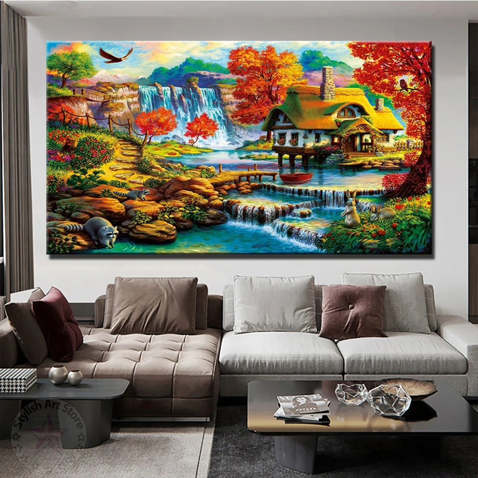 DIY diamond painting Autumn Villa Scenery Full Drill Resin Mosaic Landscape Diamond Embroidery Picture Rhinestone Home Decor