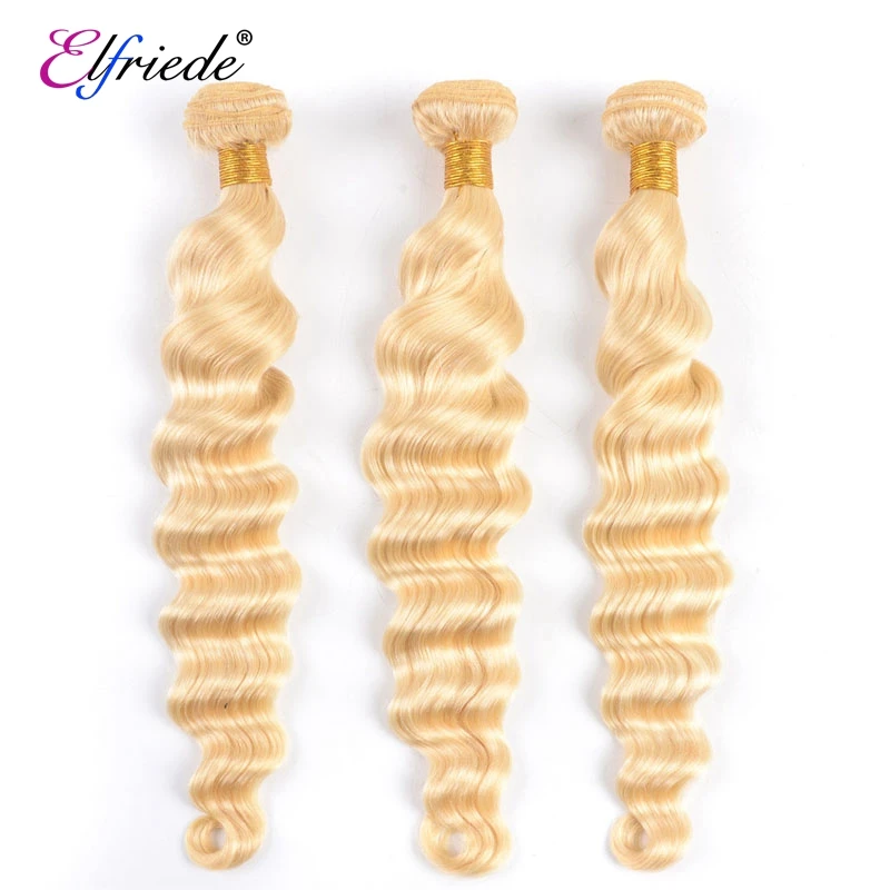 Elfriede #613 Blonde Losse Deep Wave Human Hair Bundels 100% Human Hair Extensions Remy Hair Weaves 3/4 Bundels Human Hair Wefts