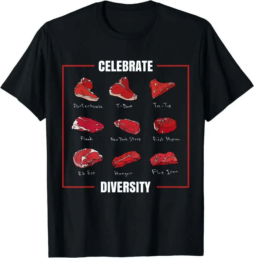 Funny Steak Shirt Celebrate Diversity Types of Steak Lovers T-Shirt Size S-5XLHigh Quality 100%Cotton Short Sleeve