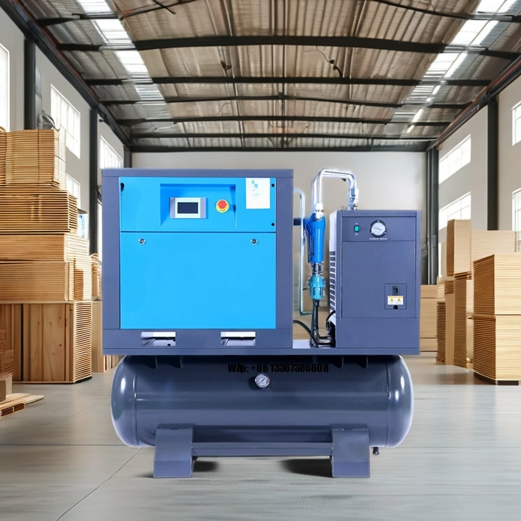 5.5KW   Integrated Air Compressor Screw Type 220V 60HZ With Air Dryer Rotary Screw Air Compressor