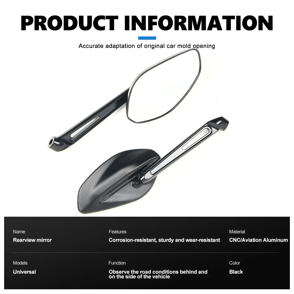 Universal Motorcycle Handlebar Bar Mirrors Clear CNC Aluminum Anti-reflective View Mirrors Balance Slider Motorcycle Rear View 5