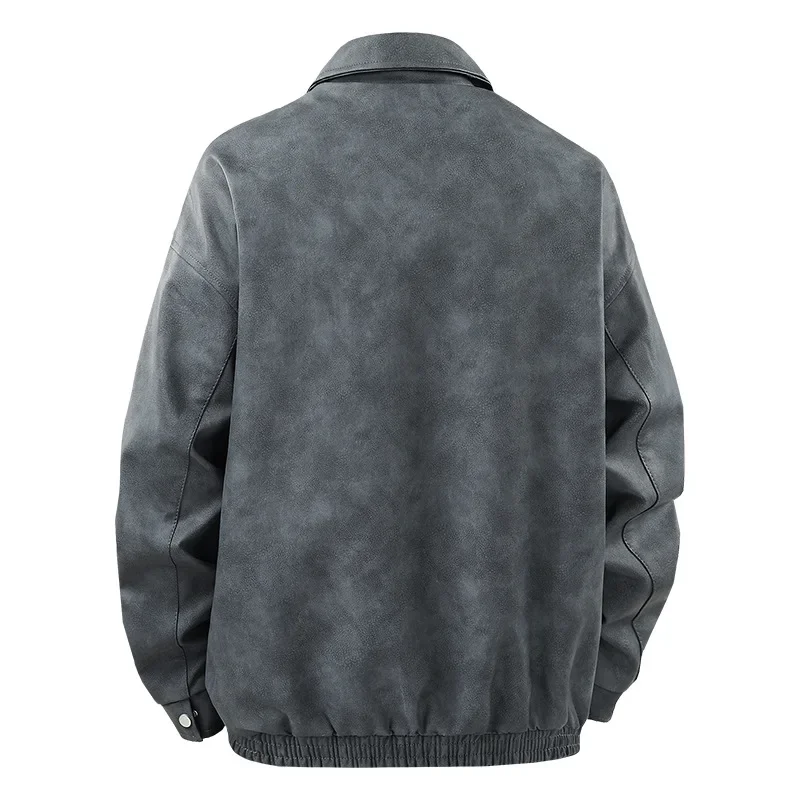 레트로 스웨이드 가죽 재킷, 트렌디하고 다재다능한 바이커 재킷, 고품질 방풍 슬림핏 남성 재킷, 봄 가을 코트