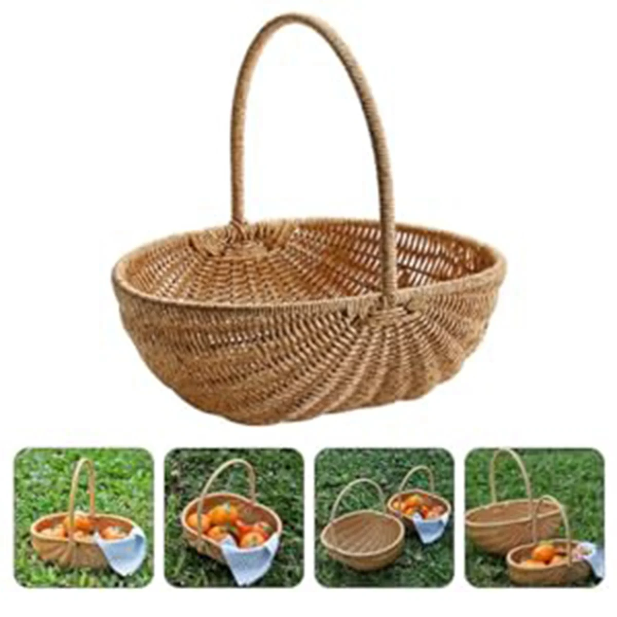 

Wicker Basket with Handle Wicker Basket Wedding Flower Girl Basket Picnic, Fruit, Vegetable, Organizing HOT