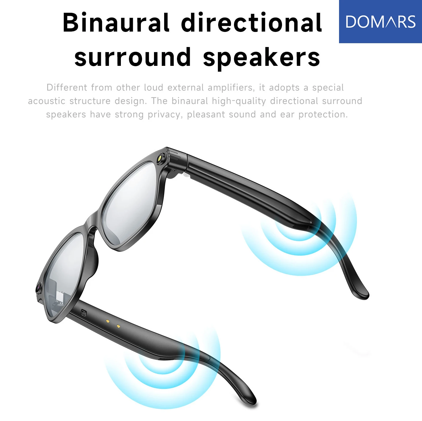 Domars AI Smart Glasses 8MP HD Camera Taking Photos Real-time Bluetooth Transmission Music Control and multilingual translation