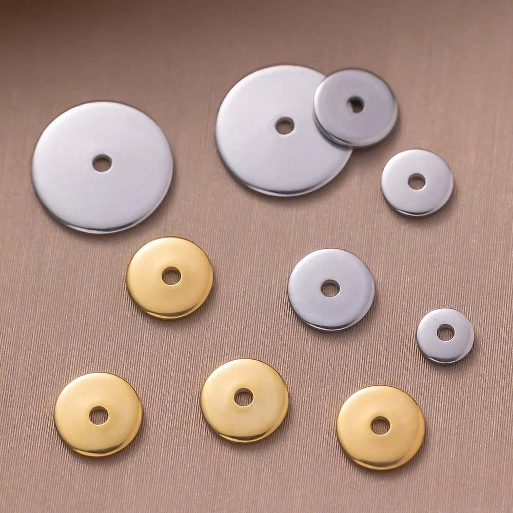50 Stücke 4/6/8/10mm Edelstahl Goldene Flache Runde Scheibe Lose Spacer Perlen Für DIY Armbänder Halskette Schmuck Machen Liefert – Detail 5