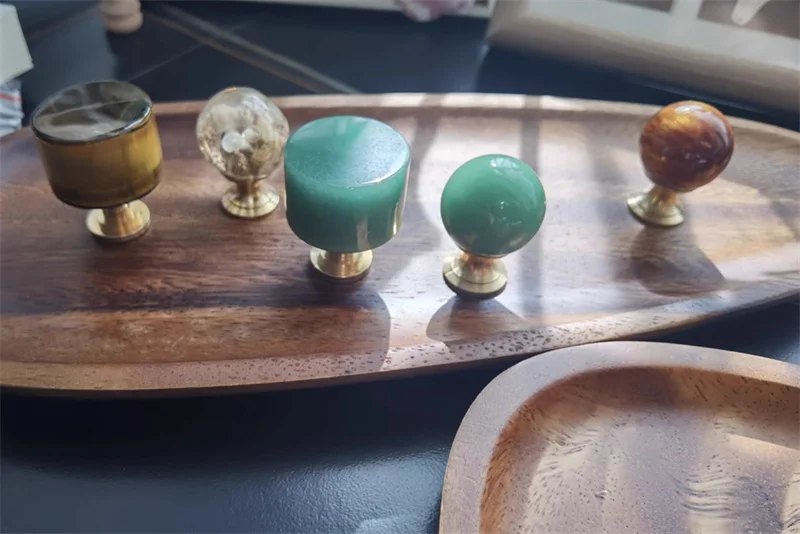 Natuurlijke Erts Messing Meubilair Handvat Lade Knop Groene Jade Handgrepen Voor Keuken Wijnkast Deur Kast Kledingkast Trekt Diy