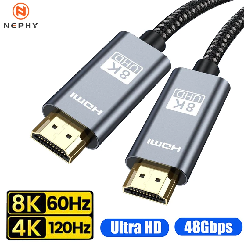 Кабель HDMI 2,1 для ТВ-приставки Xiaomi mi PS4 PS5 Xbox Switch Высокоскоростной 8K 60 Гц 4K 120 Гц HDMI2.1 длинный провод 1 м 2 м 3 м 5 м 1 2 3 5 м