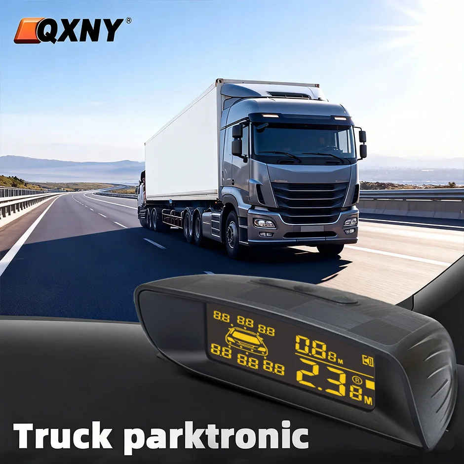 

QXNY Parktronic 4 комплекта датчиков парковки, резервный радар 24 В, реверсивный ЖК-дисплей для грузовиков, фургонов, пикапов, Campar Rv, грузовых прицепов