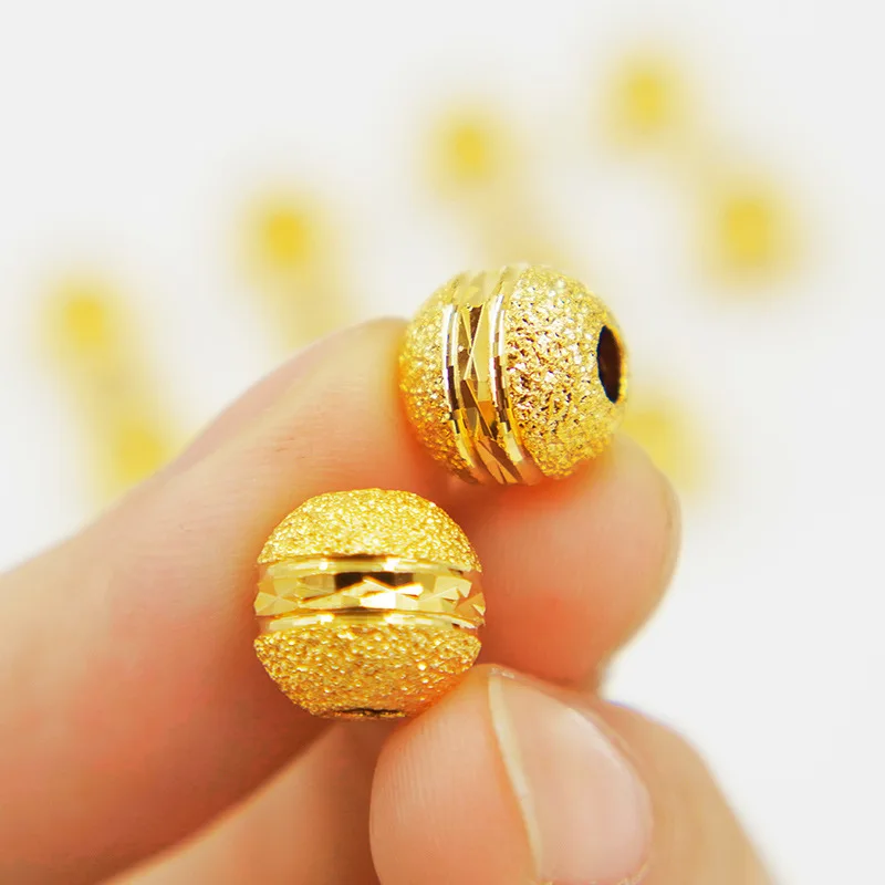 9999 Real Gold 24K Beaded DIY Handmade Car Flower Beads Accessories Money Beads Solid Frosted Thick Beads Pure Loose 10N