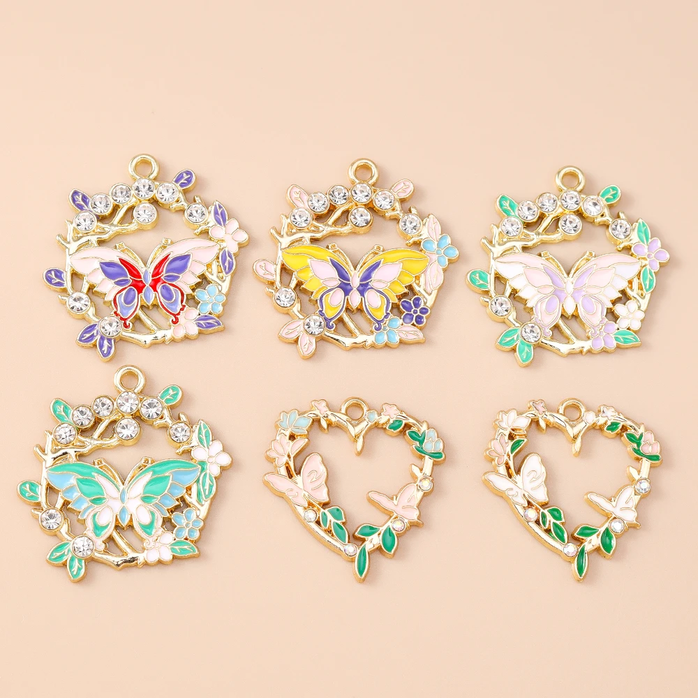 Leslie 10 stücke Neue Exquisite Blume Schmetterling Charms Emaille Schmetterling Anhänger Für Frauen DIY Halskette Ohrringe Schmuck Geschenke – Detail 3
