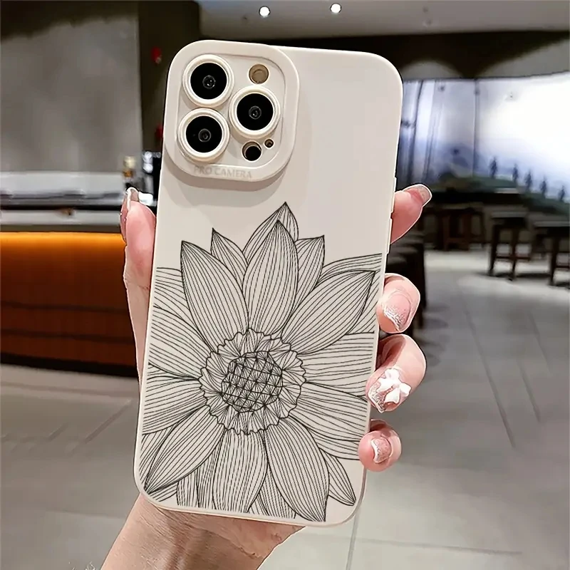 Sunflower Pattern Shockproof Silicone Phone Case For iPhone 14 15 Pro Max 11 12 13 Mini SE 7 8 Plus X XR XS MAX Protective Cover