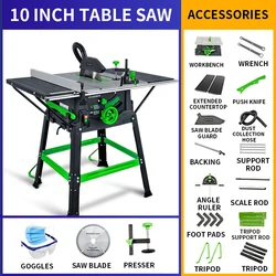 10 inches Table Saw 1800W High Precision Mini Multifunction Woodworking Machinery 0-45°