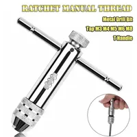 Ratchet Manual Thread Metal Drill Bit Tap M3 M4 M5 M6 M8 T Handle Wrench Hand Tools Screw Repair Kit Mechanical Workshop Tools