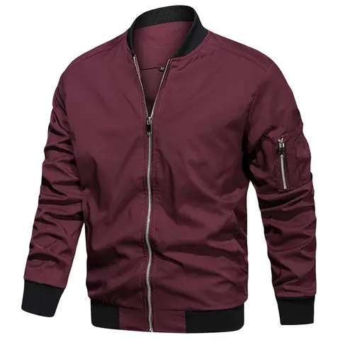 Men's Autumn Bomber Jacket Casual Spring Full Zipper Varsity Baseball Coat Fashion Lightweight Sport Track Jacket US/EU Size