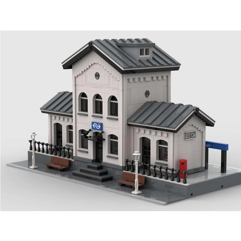 Train Station Series MOC Street View Memorial Model of Classic Architecture Building Blocks Assembled Toys Brick Children's Gift