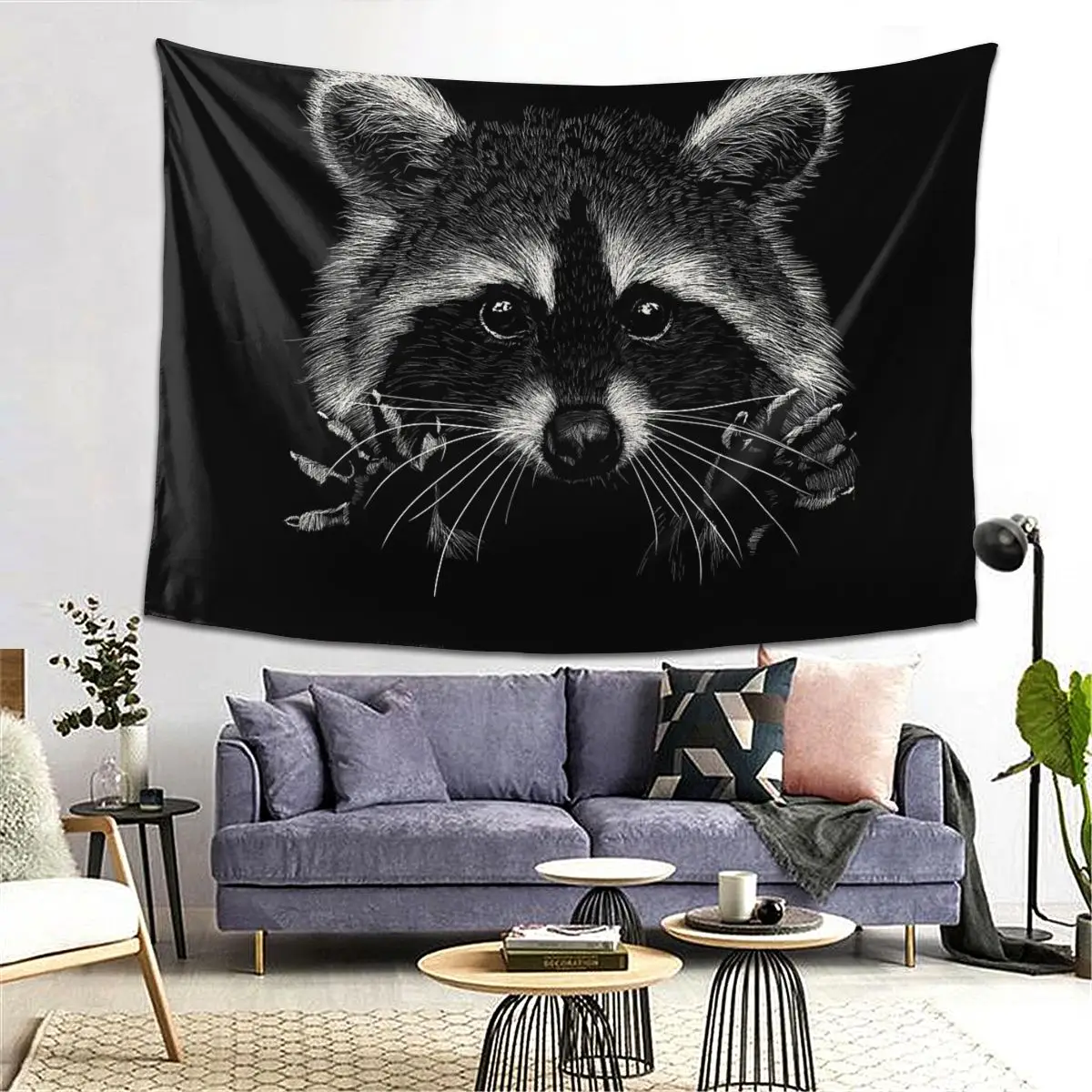 

Racoon Tapestry Decoration Art Aesthetic Tapestries for Living Room Bedroom Home Wall Cloth Wall Hanging