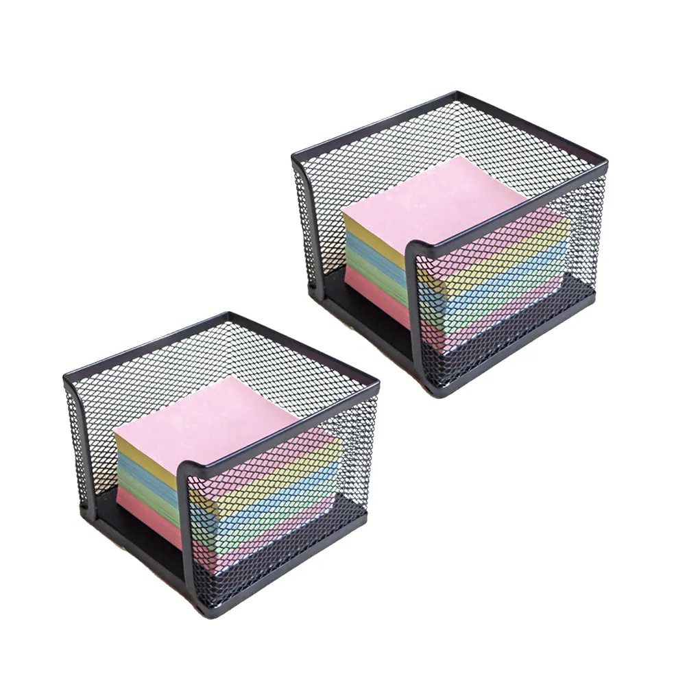 2Pcs Smooth Finish Metal Mesh Memo Holder for Standard Note Pads Easy Grip Desktop Organizer Office