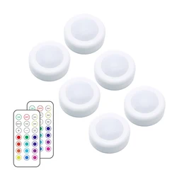 RGB RGBW LED Puck Light with Remote Night Lamp Dimmable Stick On Lights For Home Kitchen Wall Wardrobe Cabinet Closet