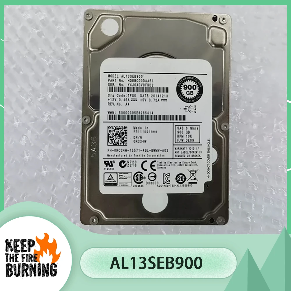 

AL13SEB900 For DELL 0RC34W 900G SAS HDD 10K 6Gb 2.5'' Server Hard Drive